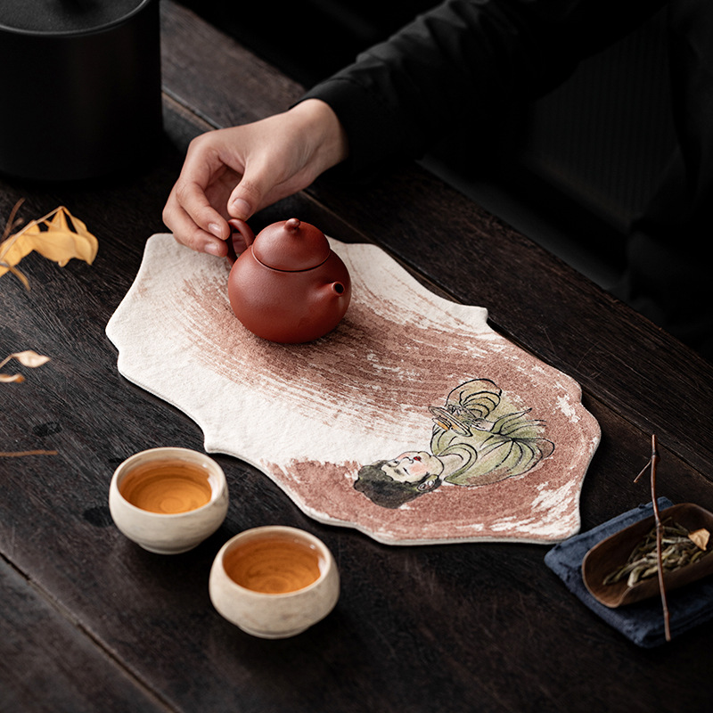 Hand Drawn Persimmon Dyed Zen  - Table Runner 评论和价格