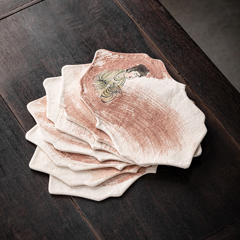 Hand Drawn Persimmon Dyed Zen  - Table Runner 评论和价格