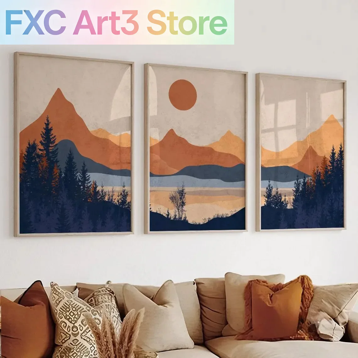 3pcs/Set frameless,Terracotta  - Abstract Canvas Set 评论和价格