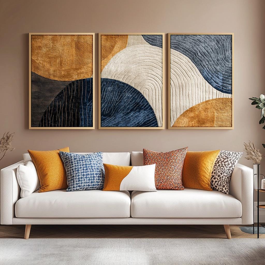 3pcs Frameless Canvas Painting - Abstract Canvas Set 评论和价格