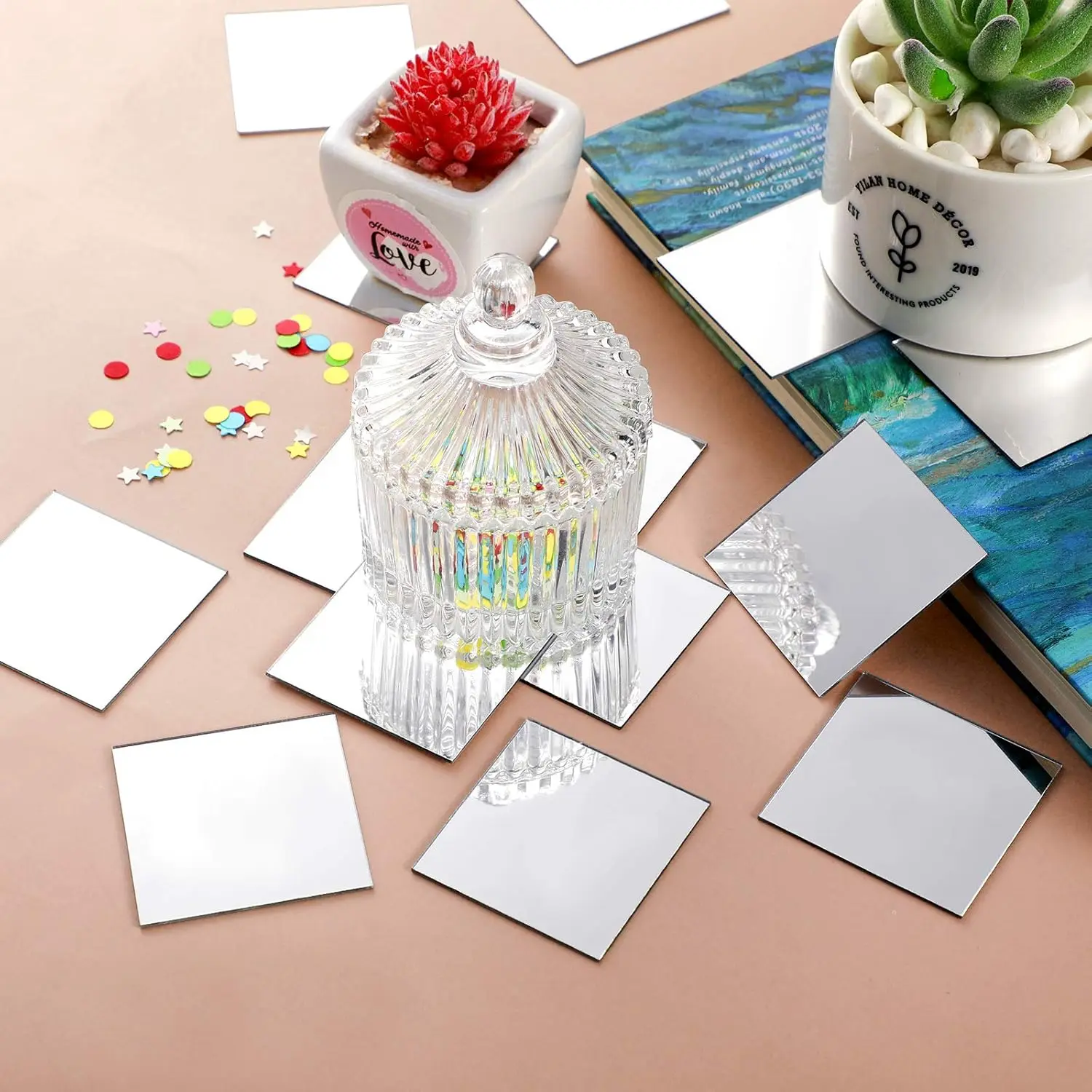 Mini Size Square Mirror Adhesi - Decorative Mirror 评论和价格