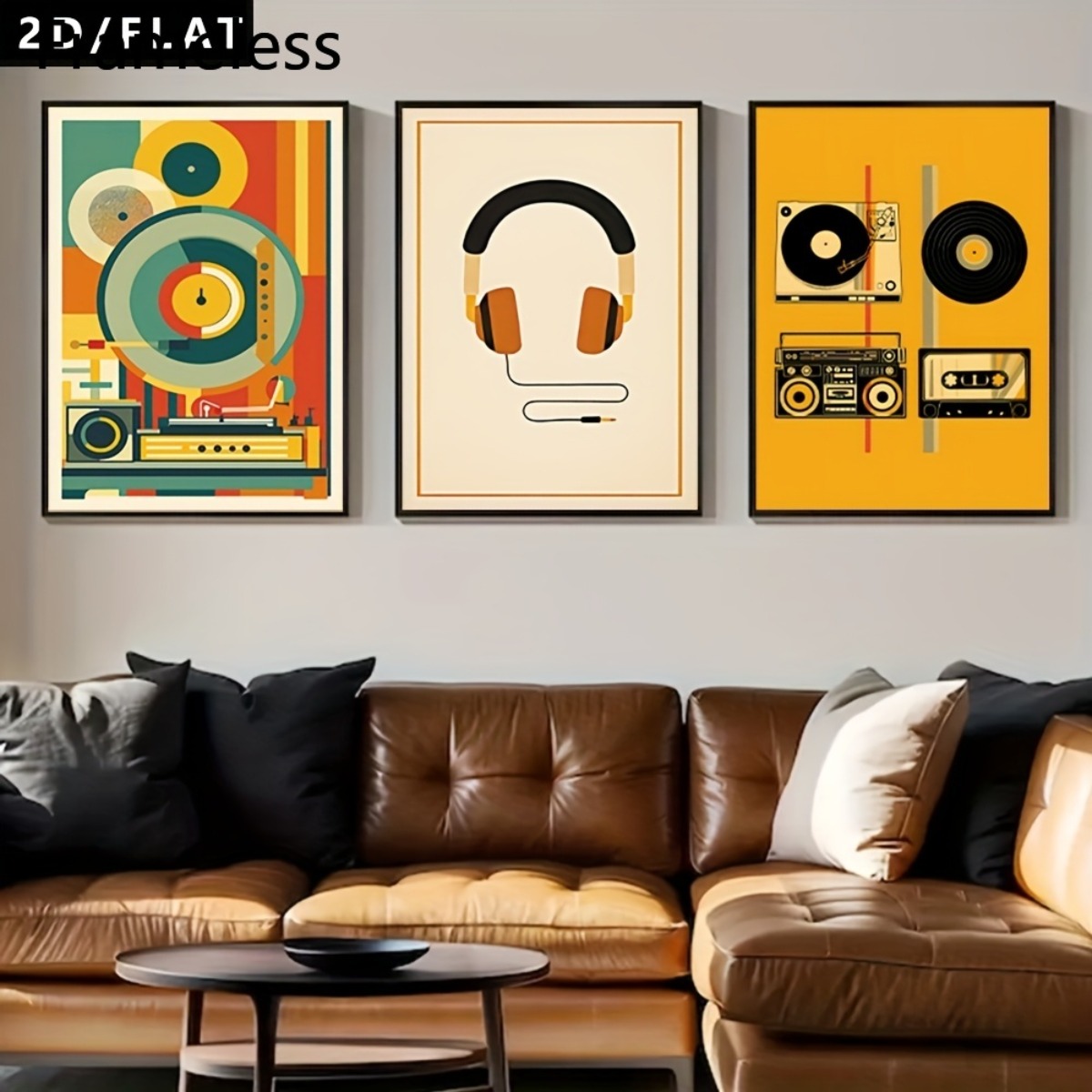 (NoFrame 3PCS)-2D Flat, Set of - Abstract Canvas Set 评论和价格