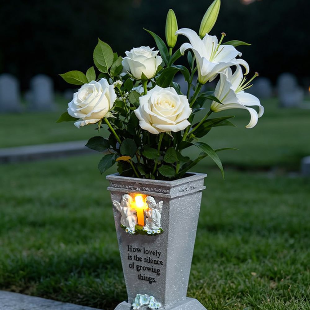 Resin Solar Cross Angel Grave  - Vase Decor 评论和价格