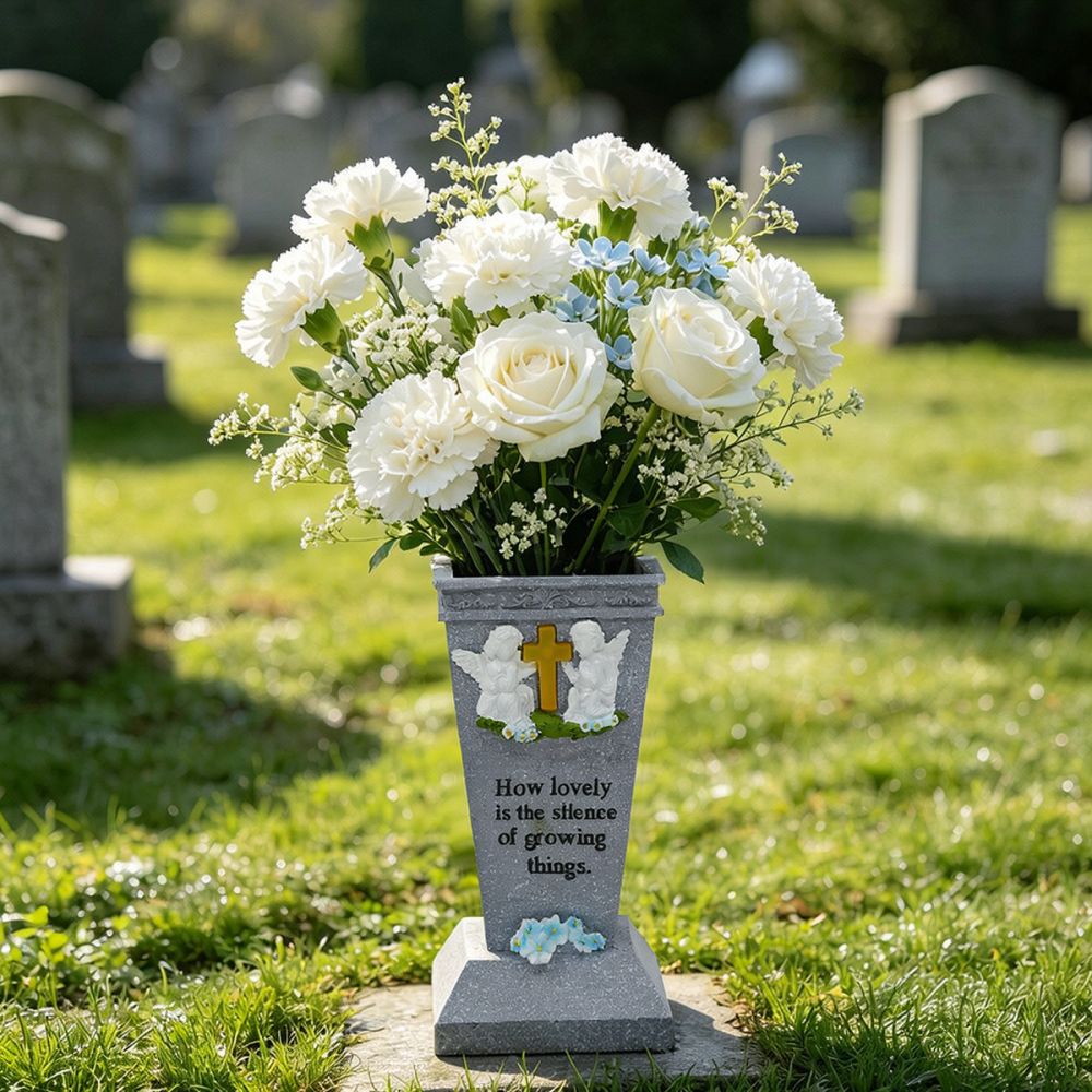 Resin Solar Cross Angel Grave  - Vase Decor 评论和价格
