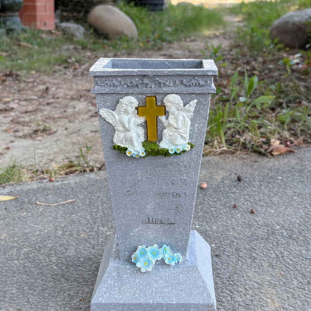 Resin Solar Cross Cemetery Vas - Vase Decor 评论和价格