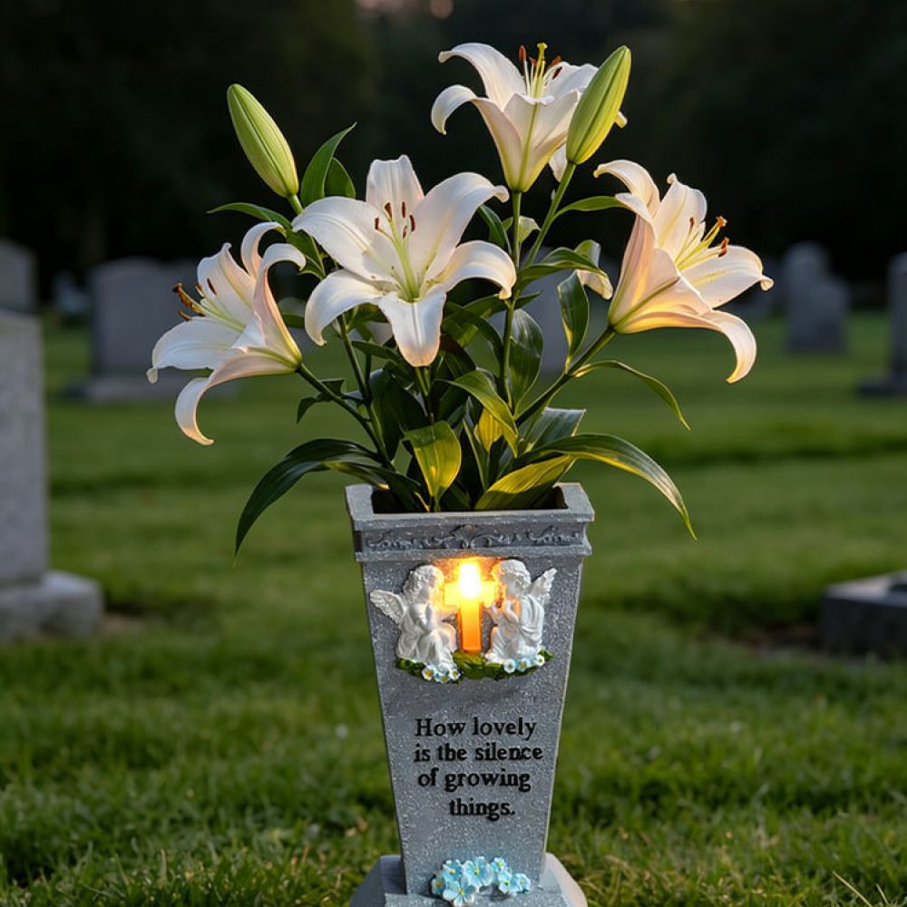 Resin Solar Cross Cemetery Vas - Vase Decor 评论和价格