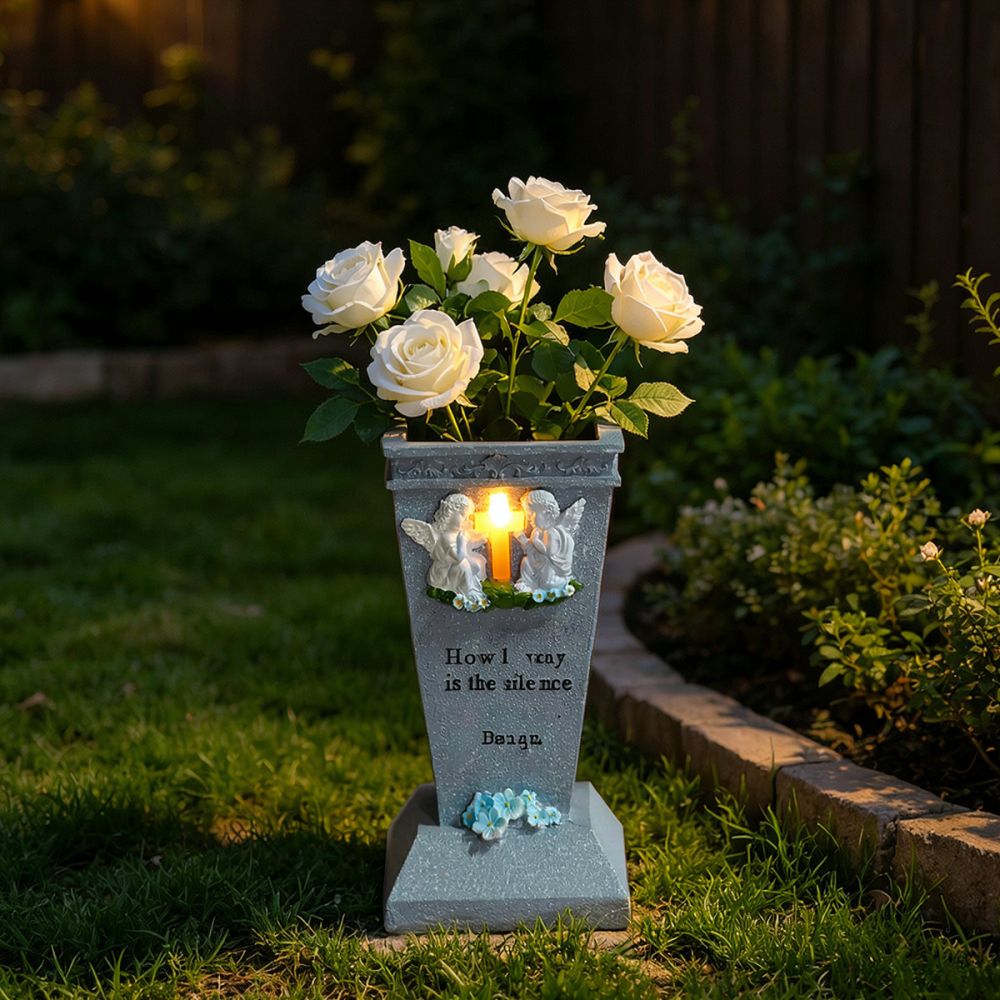 Resin Solar Cross Cemetery Vas - Vase Decor 评论和价格